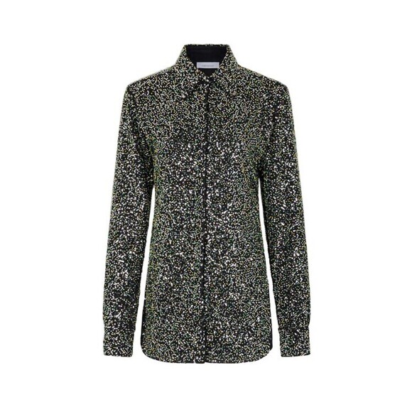 Rabanne Fitted Black Shirt With Shimmering Appliques - NWT